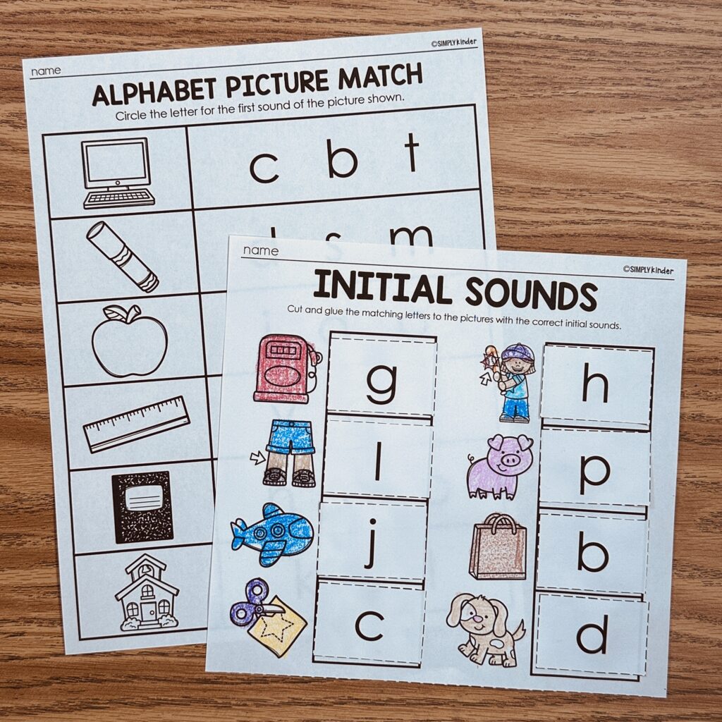 July No Prep Initial Sound Printables - Simply Kinder + Printable ...