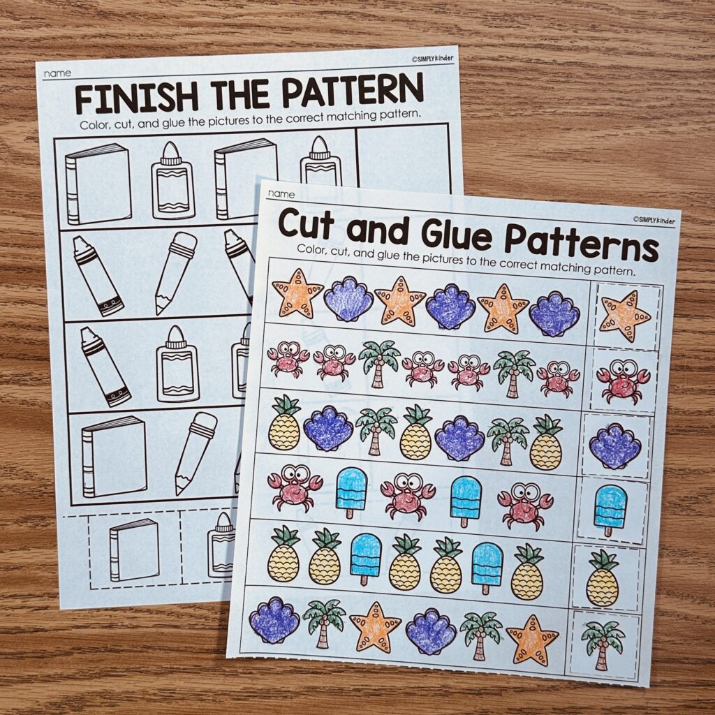 Pattern Craft Kinder July No Prep Pattern Printables - Simply Kinder + Printable Membership