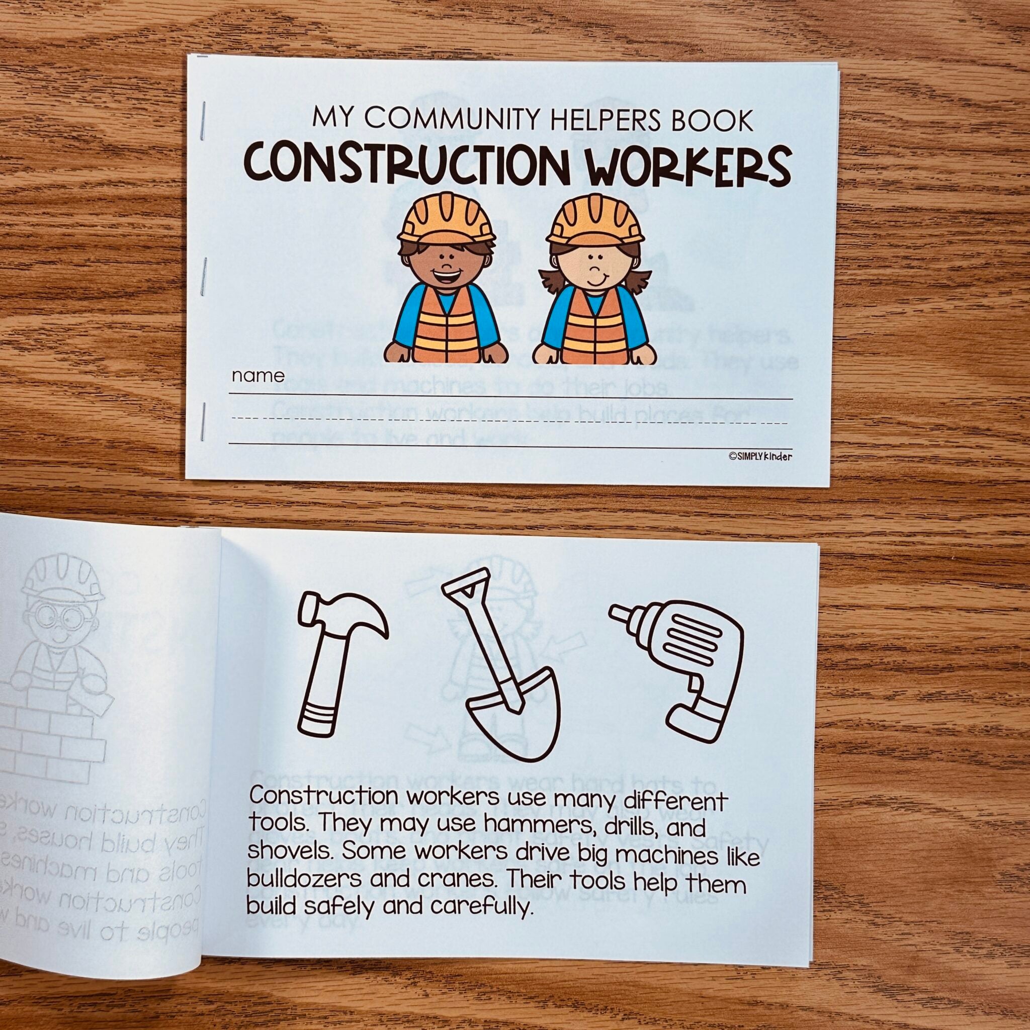 Construction Workers Community Helper Reader - Simply Kinder ...