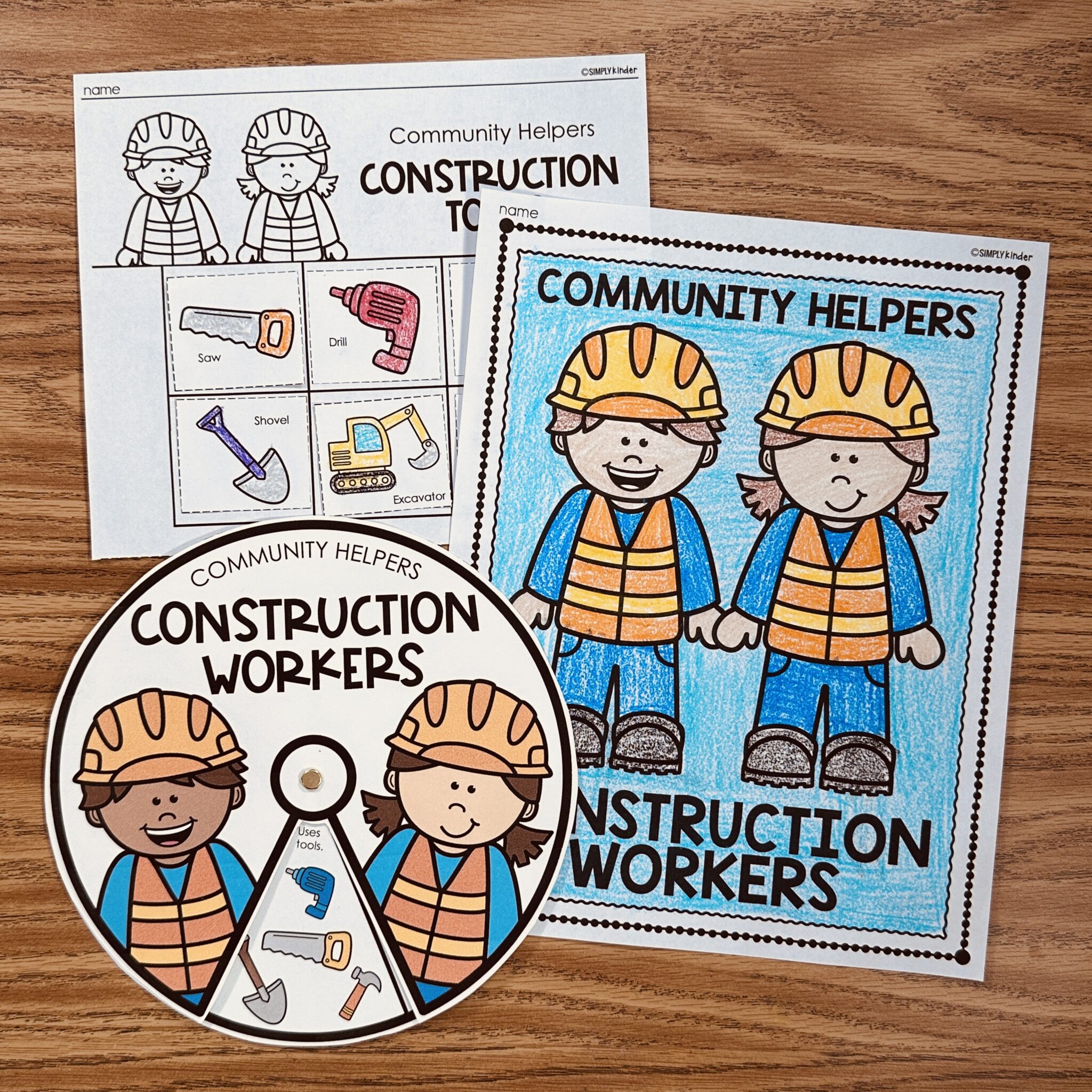 Construction Workers Community Helper Activities - Simply Kinder ...