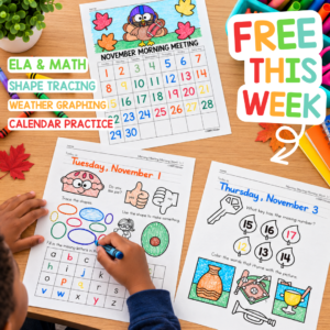 Weekly Freebie: November Morning Meeting Work Kindergarten Sample — resource preview