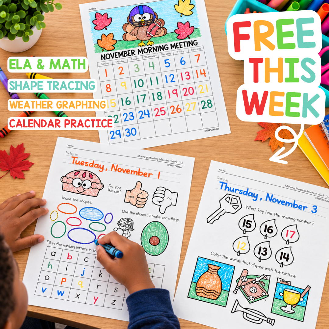 November Morning Meeting Work Kindergarten Sample